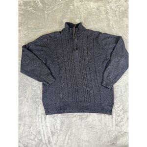 Oscar De‎ La Renta Mens cable-knit  XL  Sherpa Lined Collar 1/4 Zip Sweater